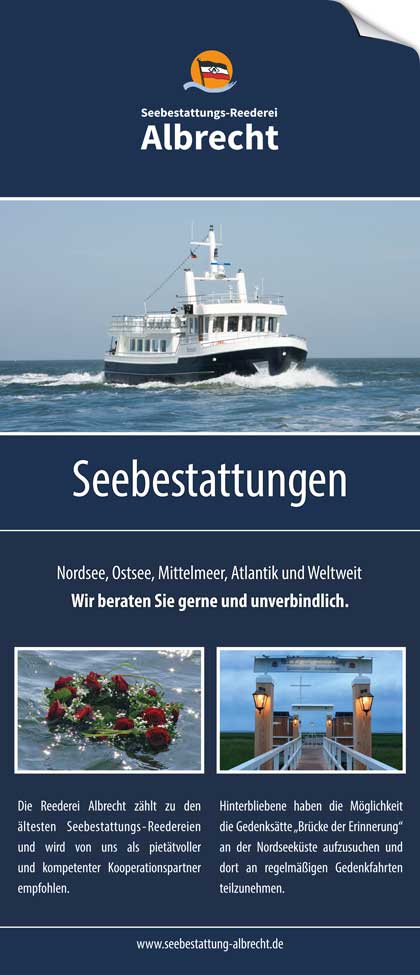 Schaufensterbanner Seebestattungs-Reederei Albrecht
